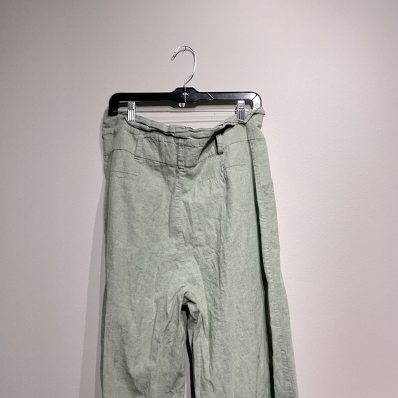 INC Linen Blend Size 14 Wide Leg Ankle Pants Flowy Beachy with Belt Same Color - Picture 6 of 9